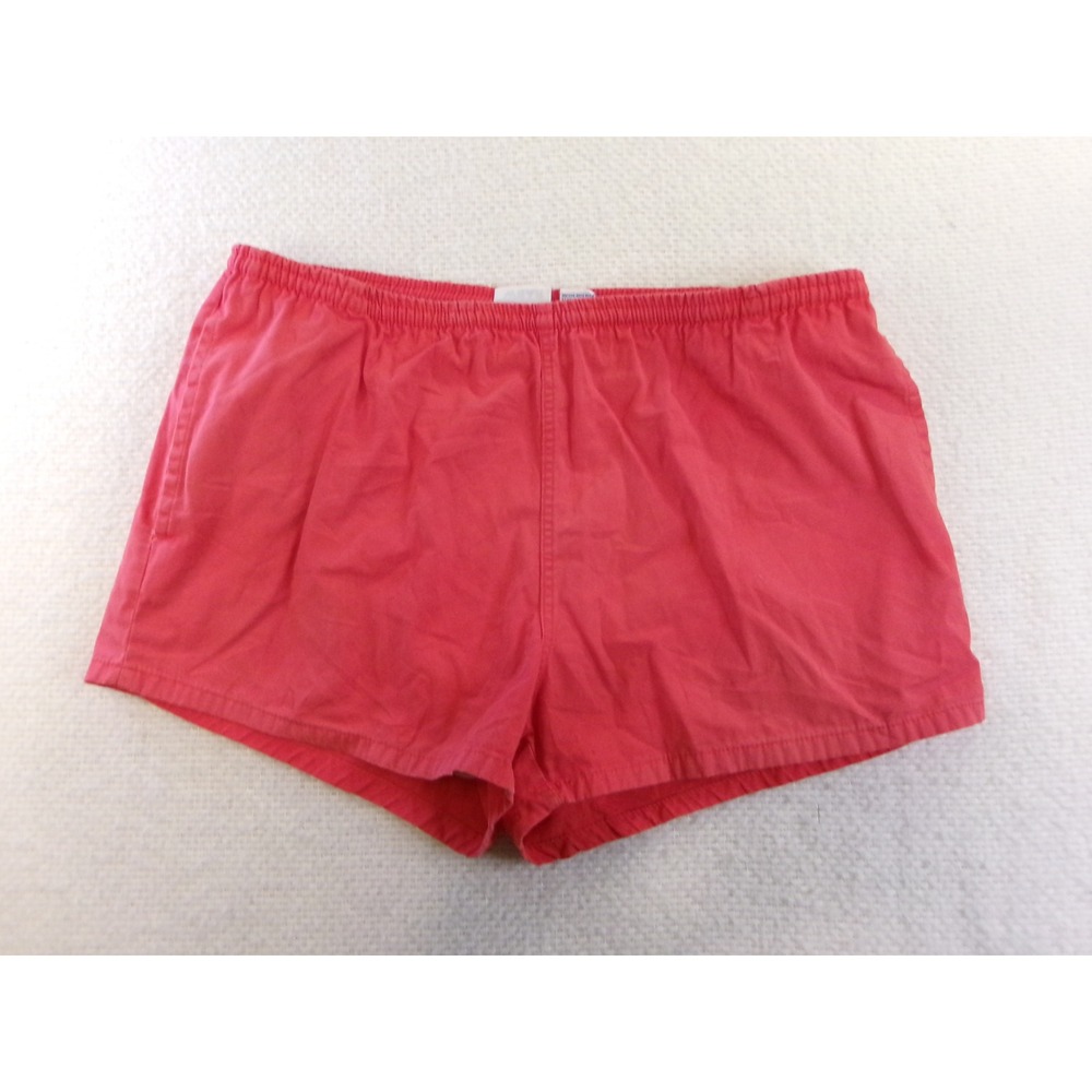RHM Dock Wear Mens M Swim Trunks Red Cotton Canvas Short Shorts Vintage